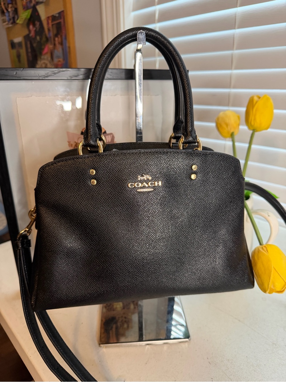 Coach mini crossbody black pebbled leather - Picture 1 of 9